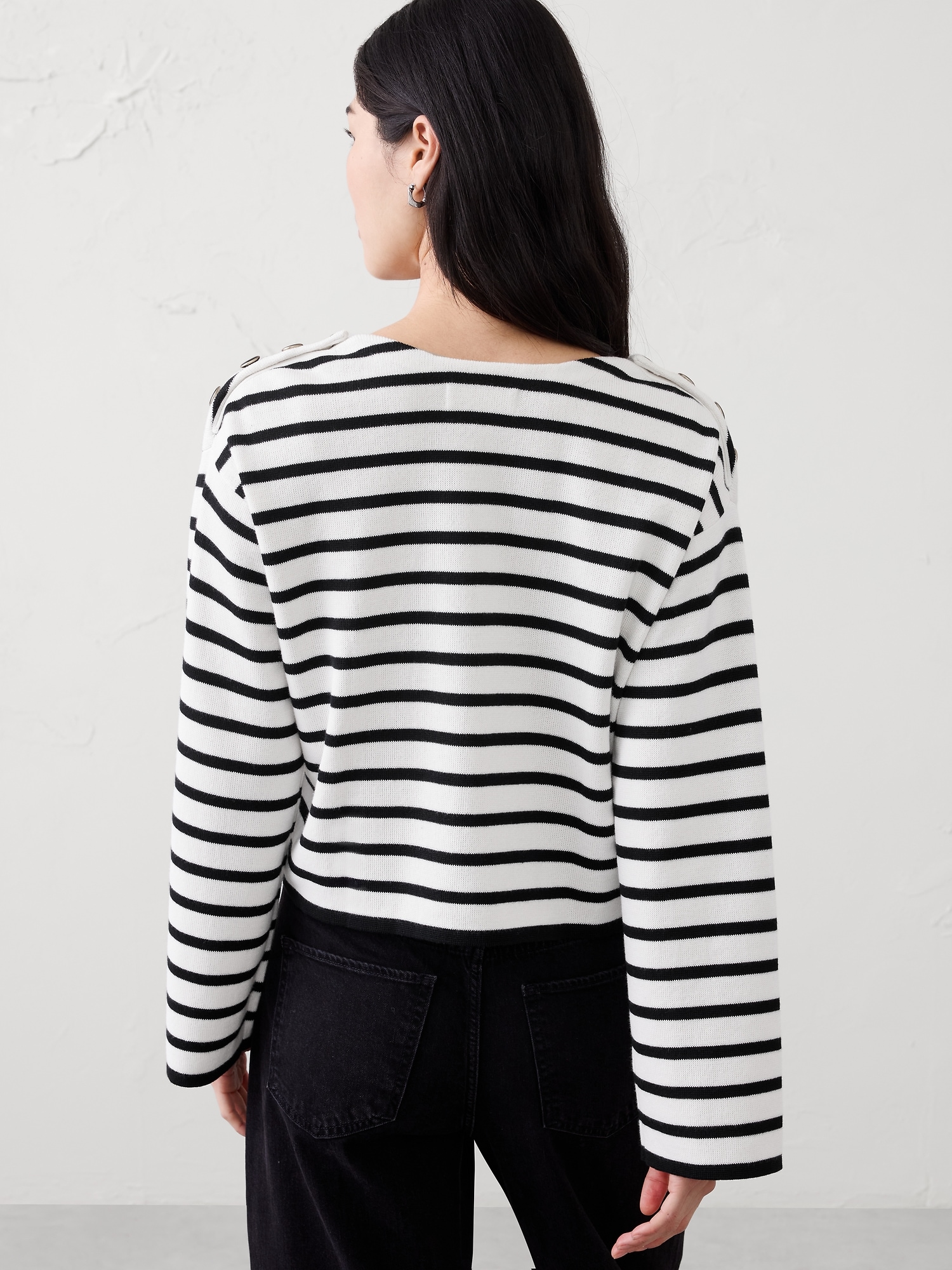 Image number 2 showing, Striped Button Notch-Neck Sweater