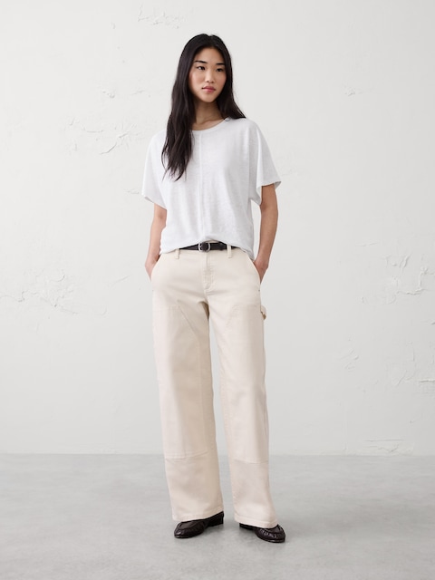 Linen-Blend Dolman-Sleeve T-Shirt
