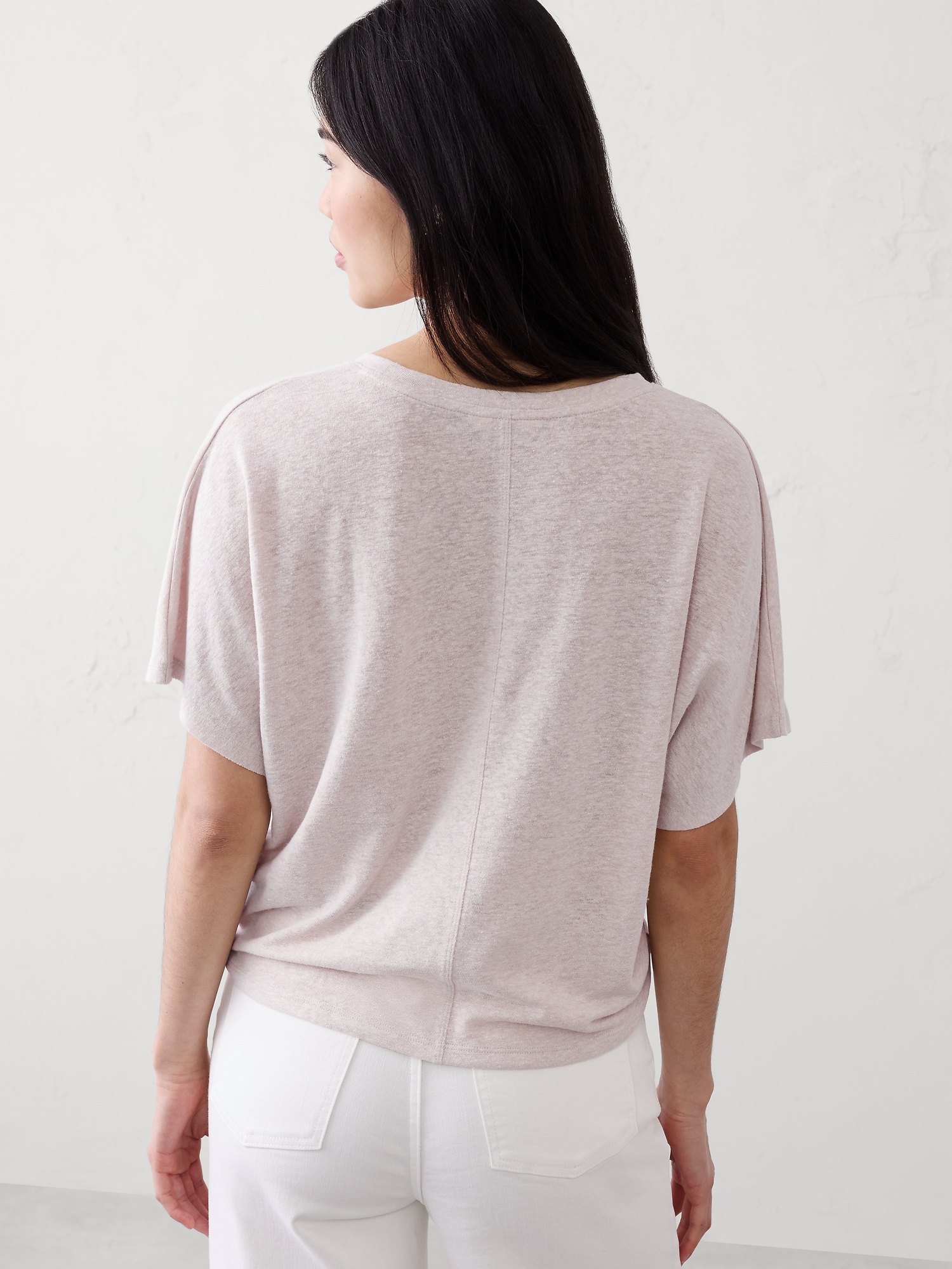 Image number 2 showing, Linen-Blend Dolman-Sleeve T-Shirt