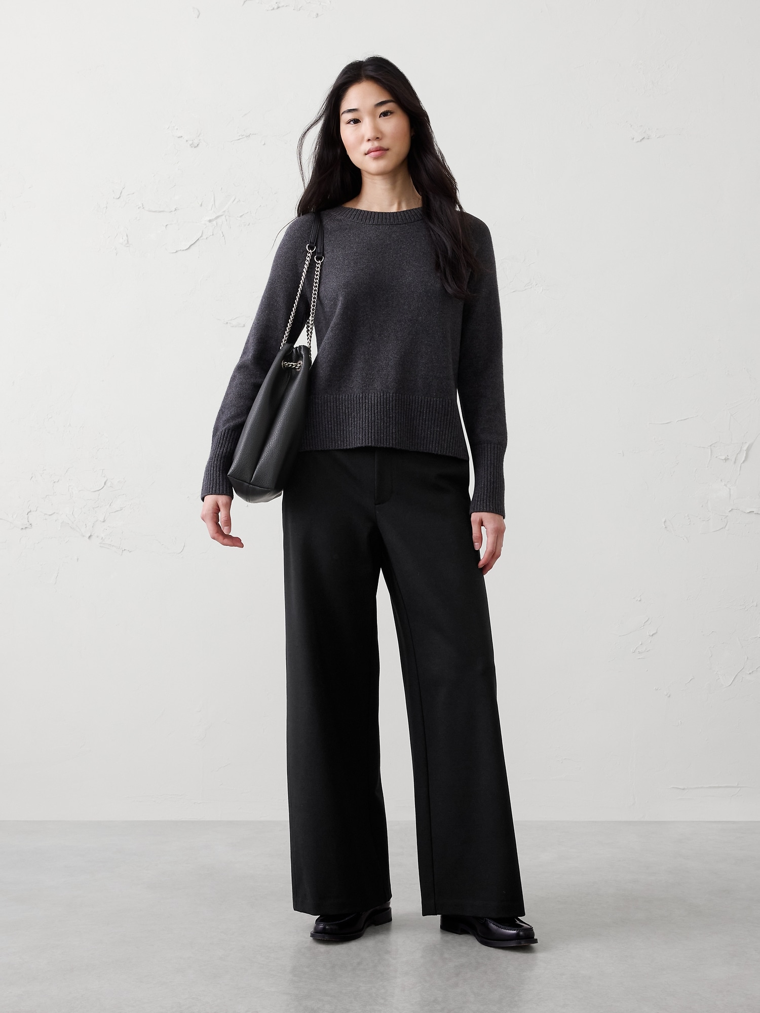 High-Rise Wide-Leg Ponte Crop Pant