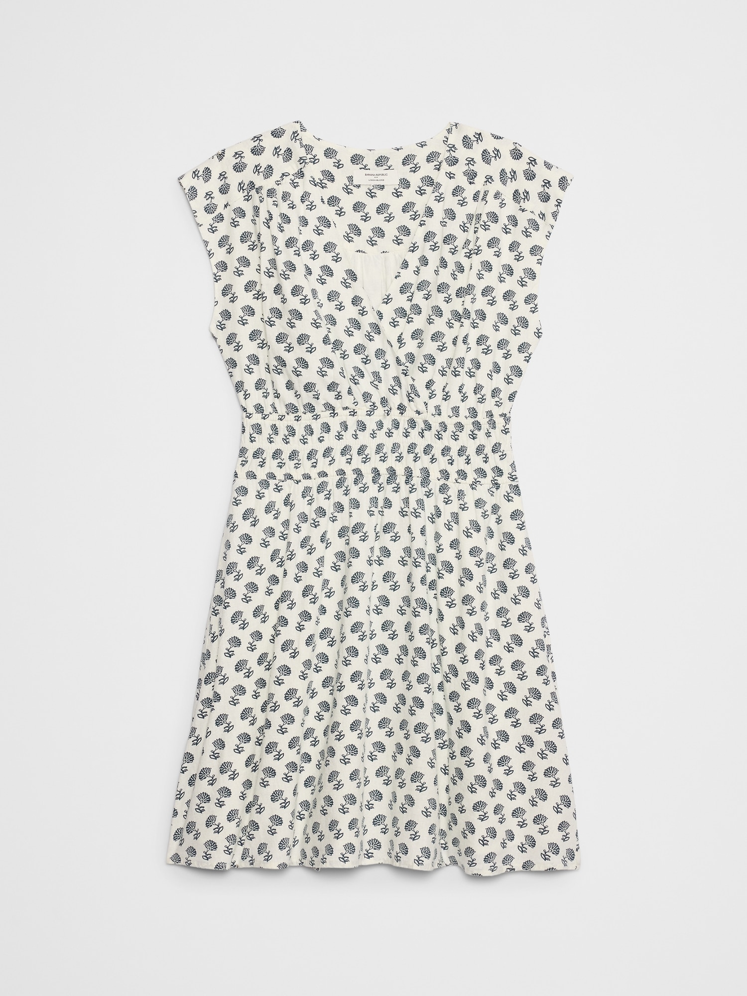 Image number 4 showing, Linen-Blend Smocked-Waist Mini Dress