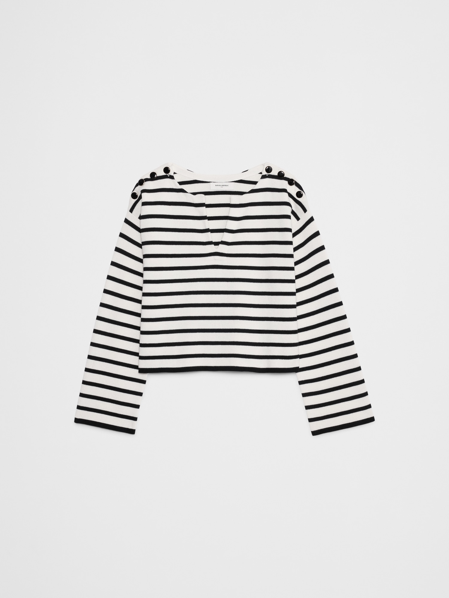 Image number 4 showing, Striped Button Notch-Neck Sweater
