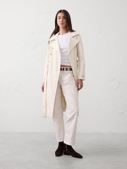 Denim Double Breasted Trench Coat