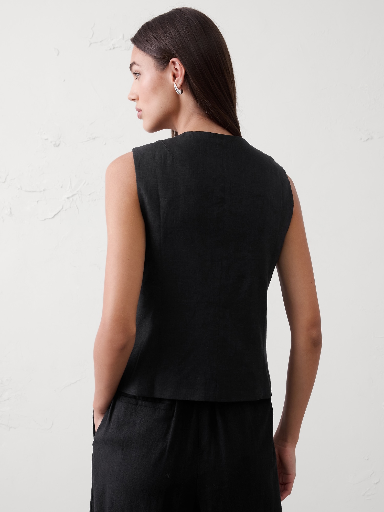 Image number 2 showing, Linen-Blend Tie-Front Vest