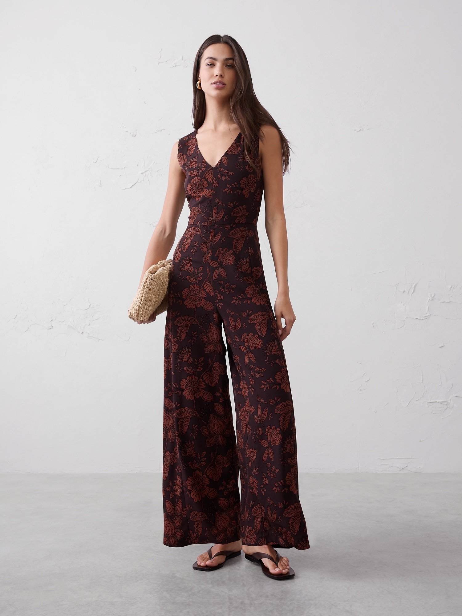 Crepe V-Neck Jumpsuit