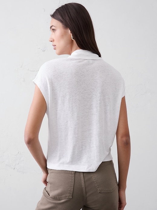 Linen-Blend Collared Top