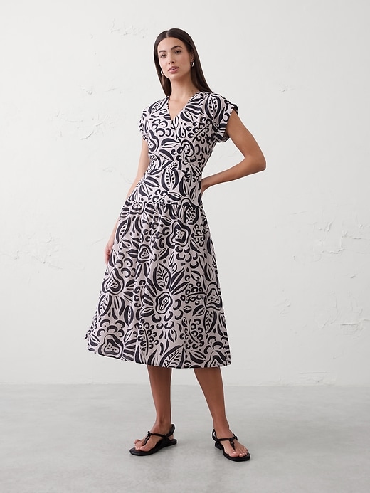Gathered Tiered Midi Dress
