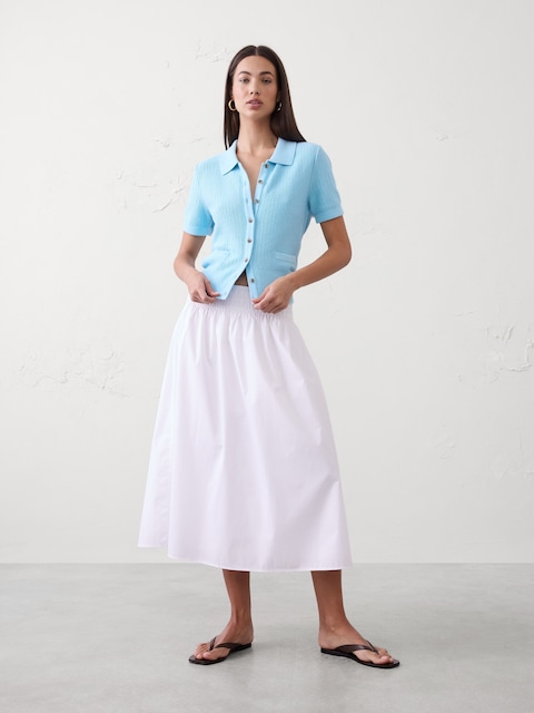 Textured Button-Down Sweater Polo