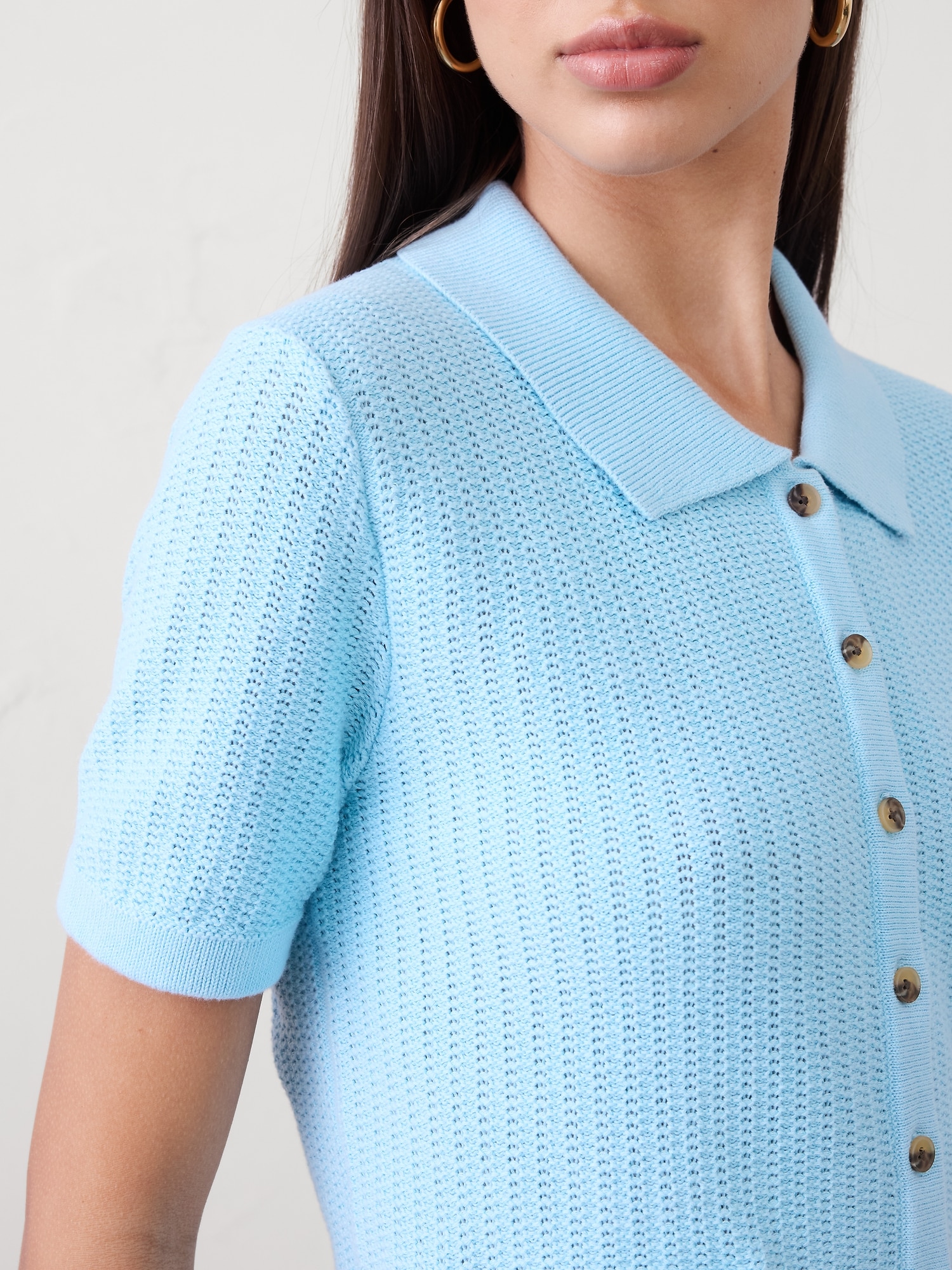 Image number 3 showing, Textured Button-Down Polo Sweater