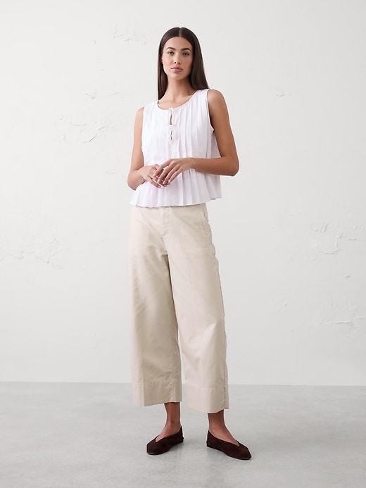 Wide-Leg High-Rise Twill Crop Pant