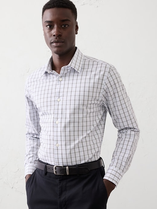 athletic fit dress shirt banana republic Men's Athletic-Fit Dress Shirt Blue Plaid Regular Size S