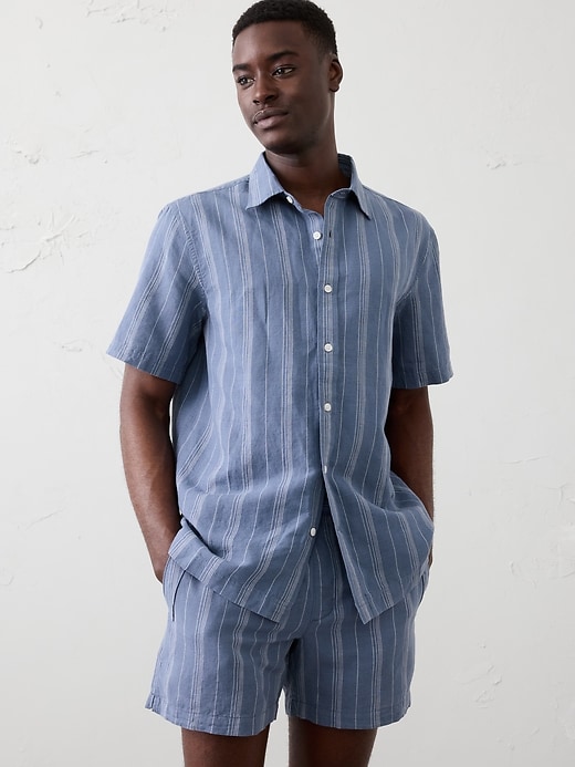 Standard-Fit Linen-Blend Shirt | Banana Republic Factory