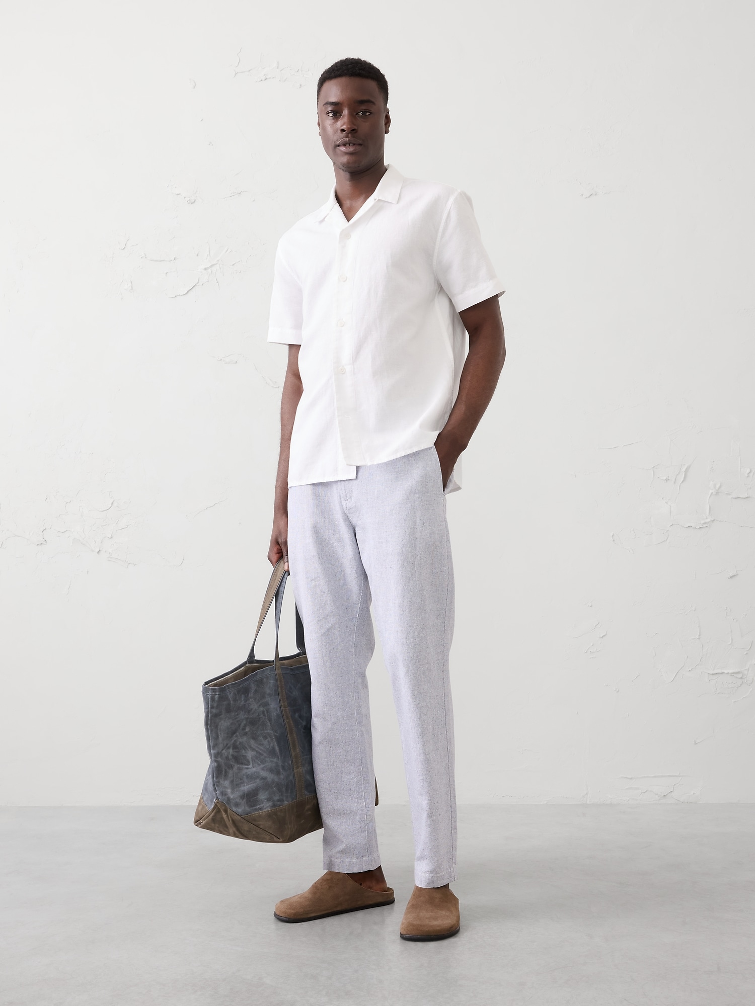 Athletic-Fit Linen-Blend Pant