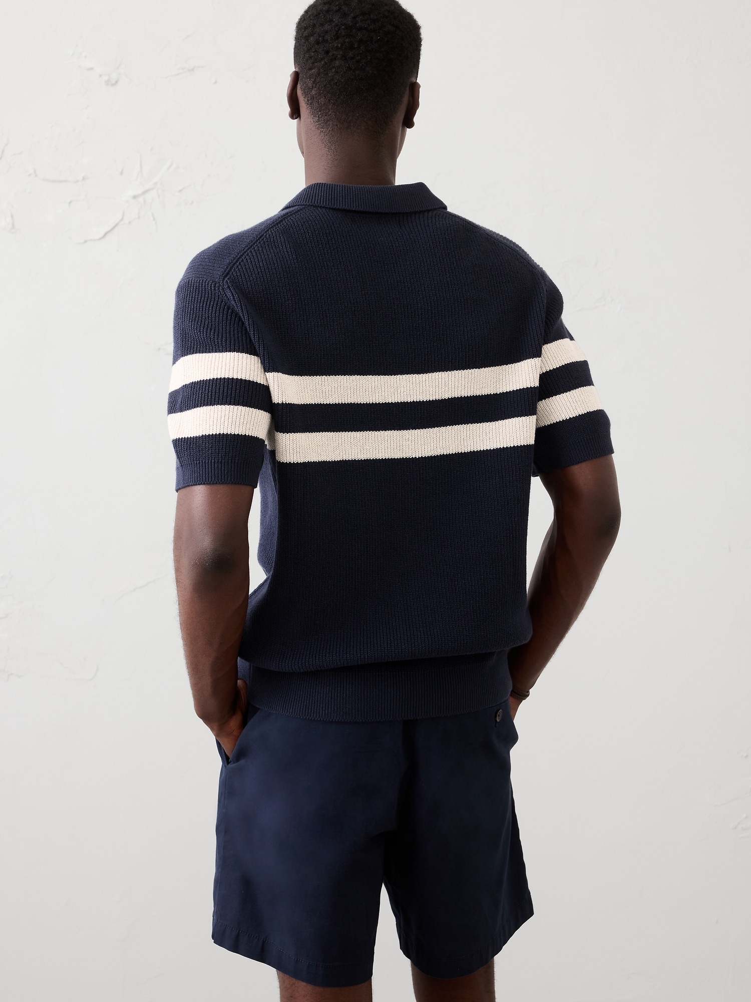 Image number 2 showing, Striped Johnny-Collar Polo Sweater