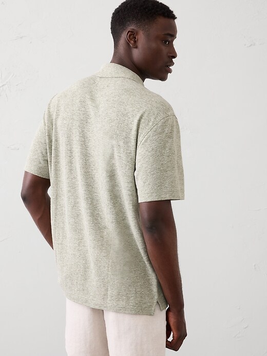 Standard-Fit Linen-Blend Pintuck Polo | Banana Republic Factory