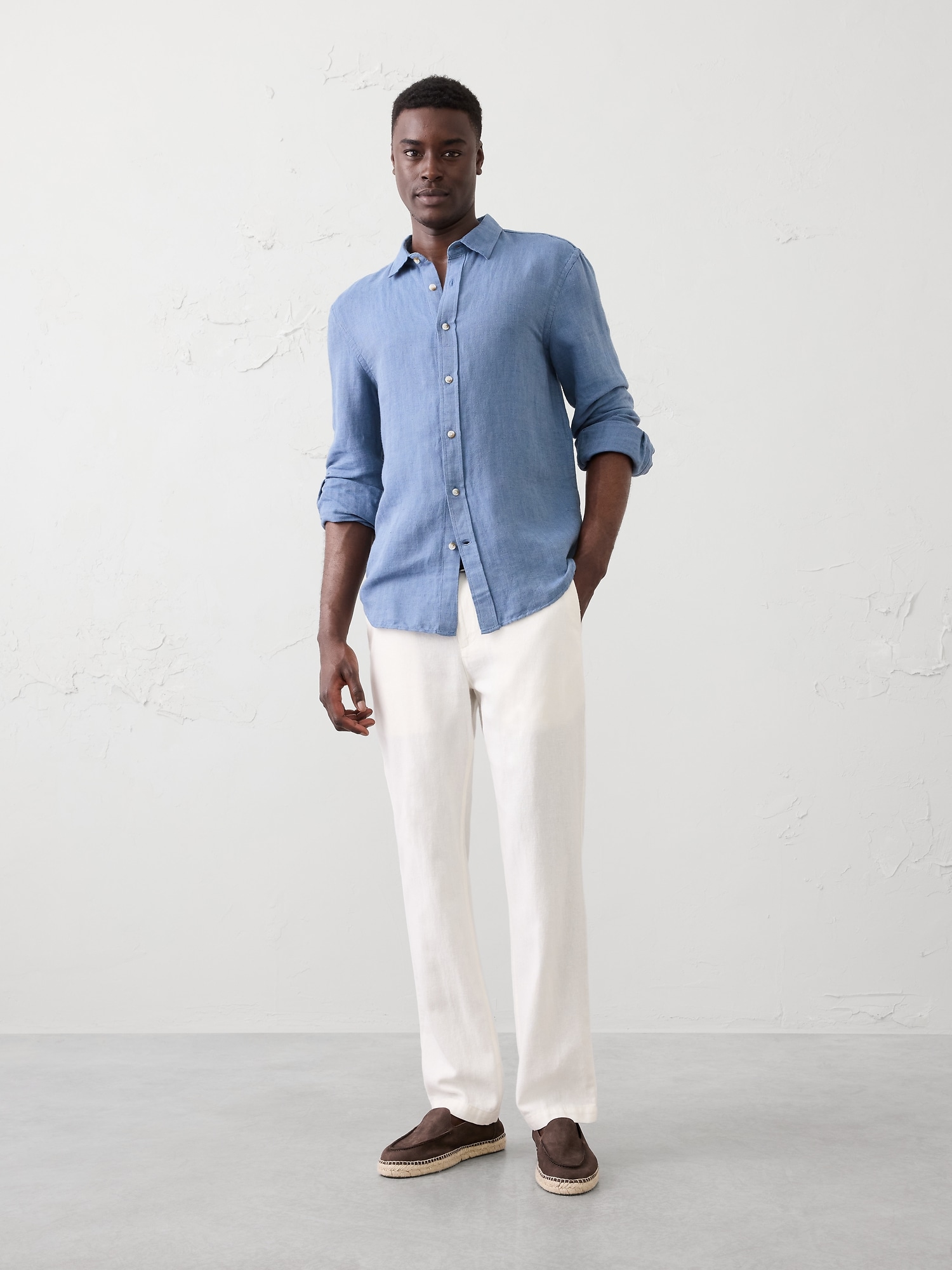 Slim-Fit Straight Linen-Blend Trouser