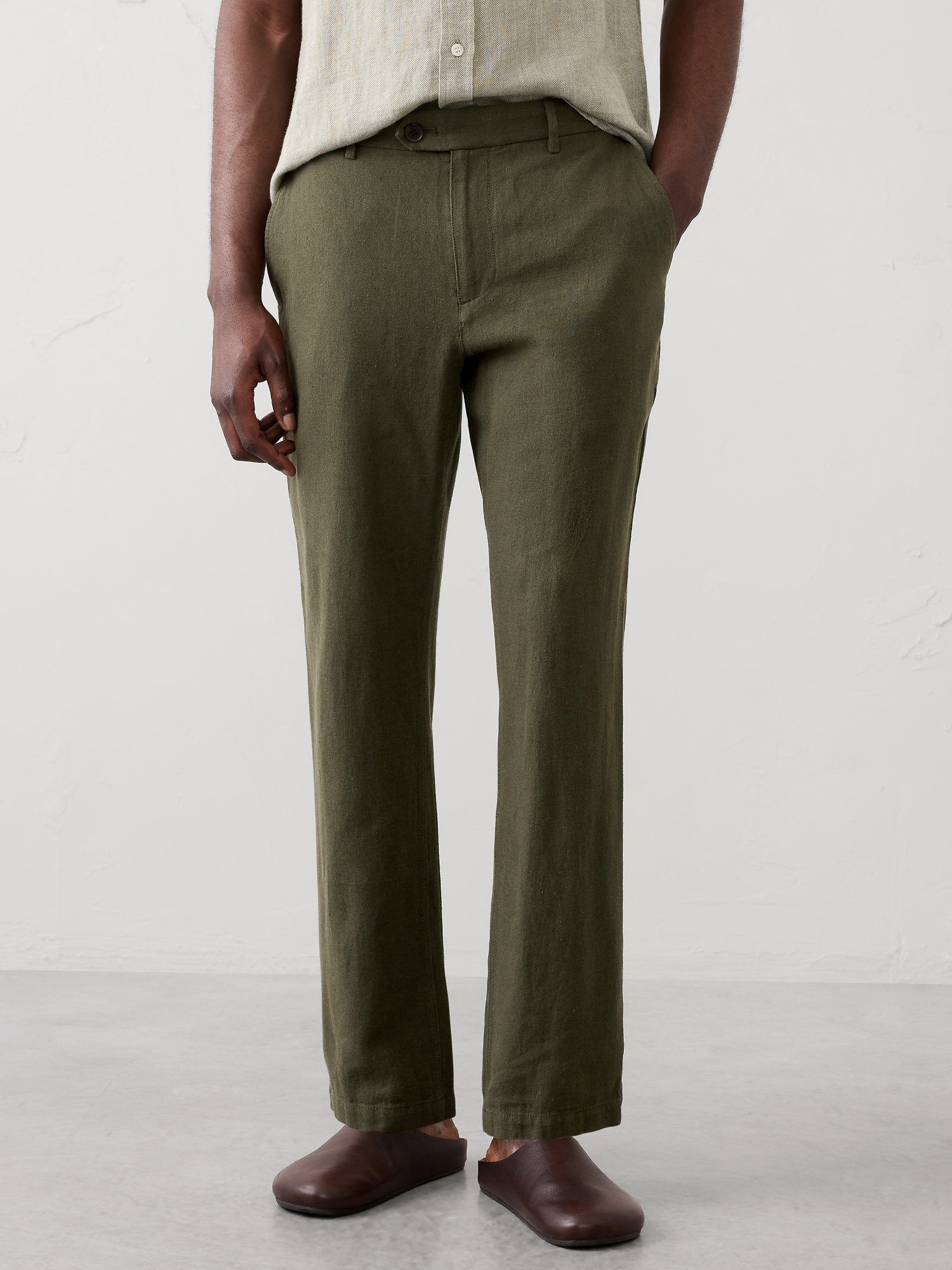 Image number 5 showing, Slim-Fit Straight Linen-Blend Trouser