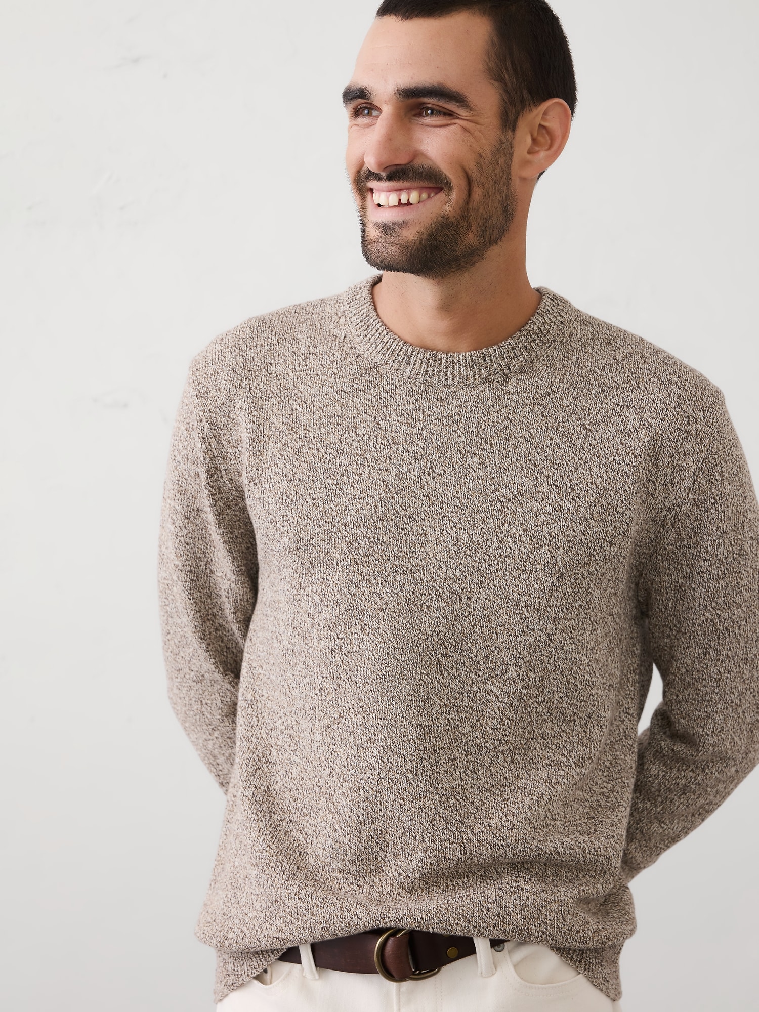 Marled Textured Crew-Neck Sweater