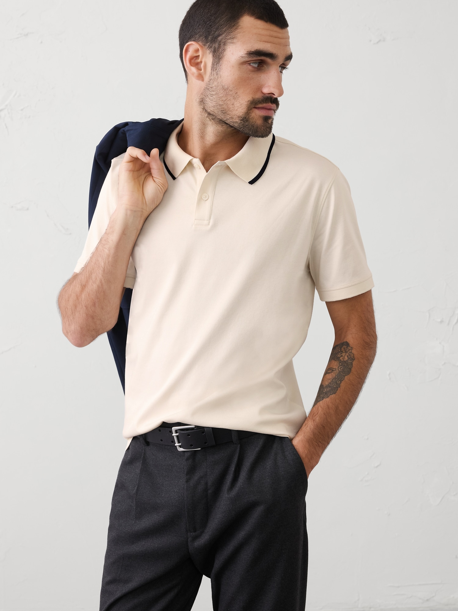 Standard-Fit Luxe Touch Tipped Polo