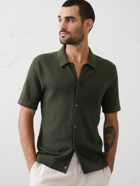 Button-Down Sweater Polo