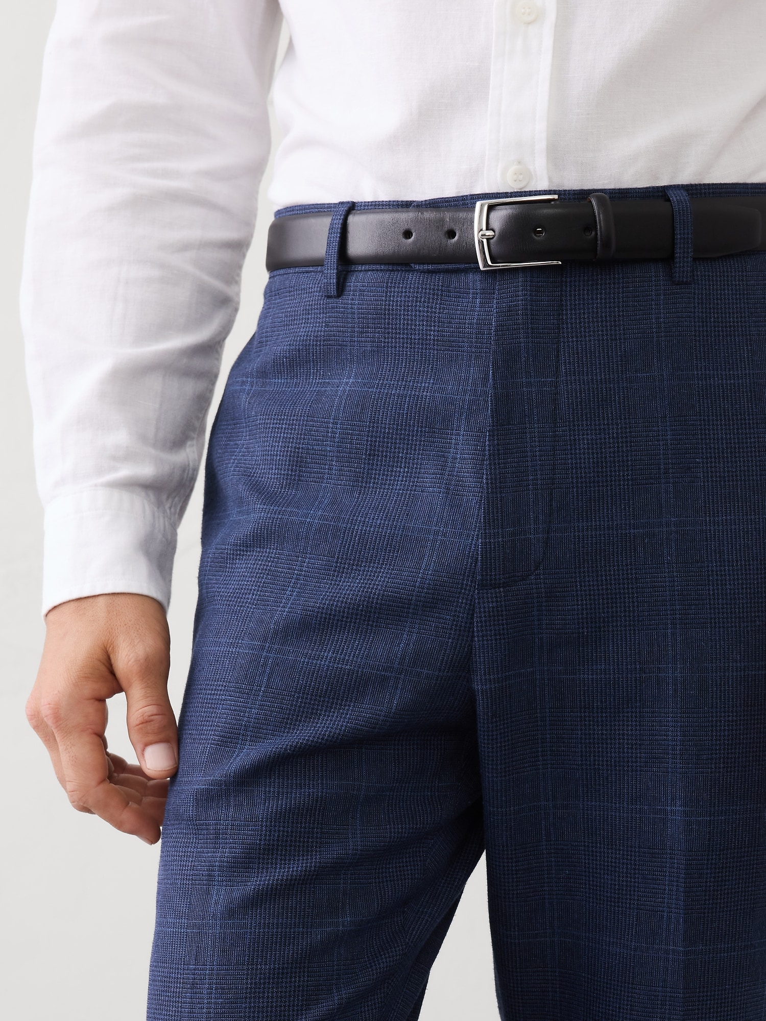 Image number 3 showing, Tailored-Fit Linen-Blend Glen Plaid Suit Trouser