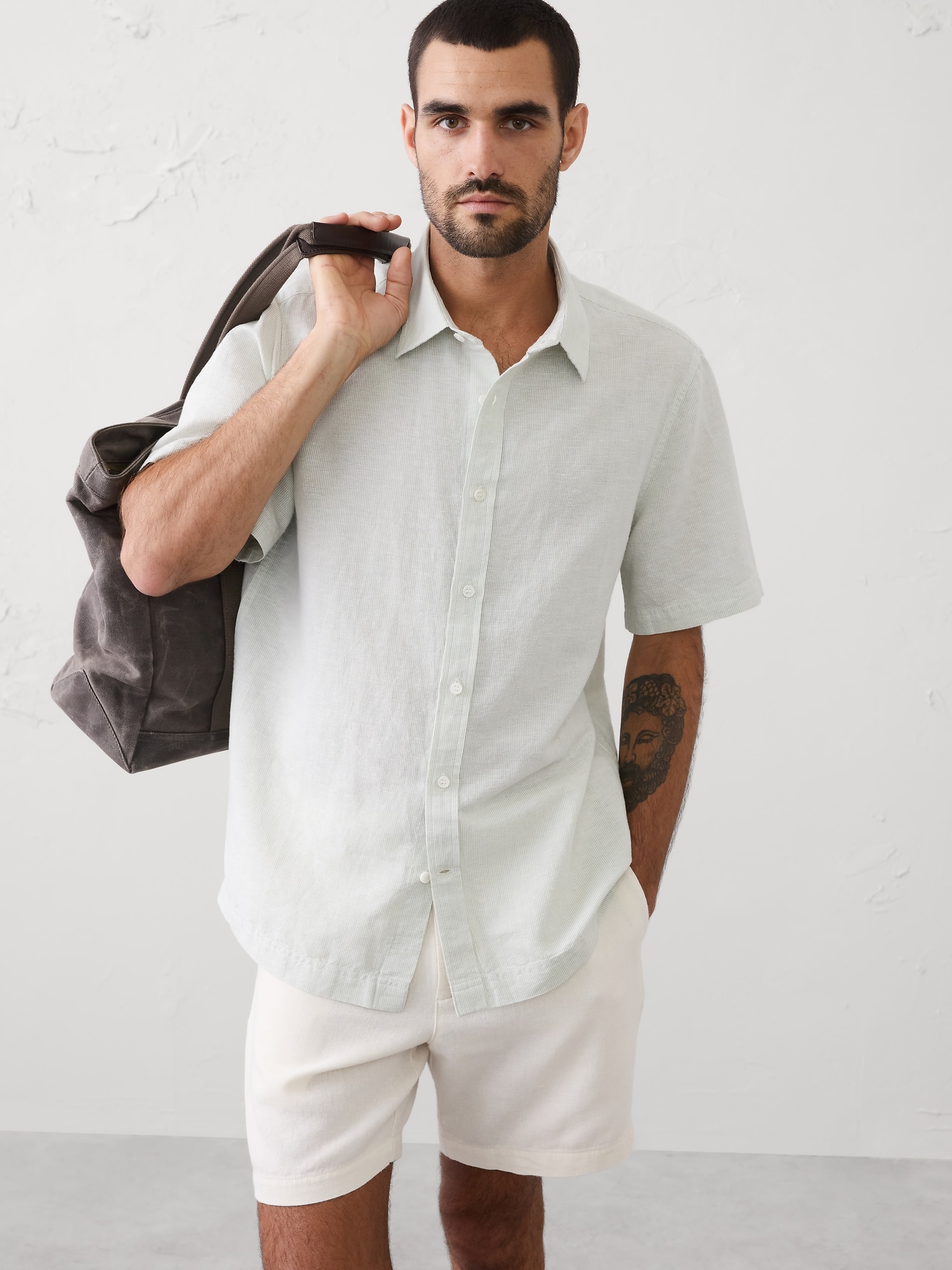 Standard-Fit Linen-Blend Shirt