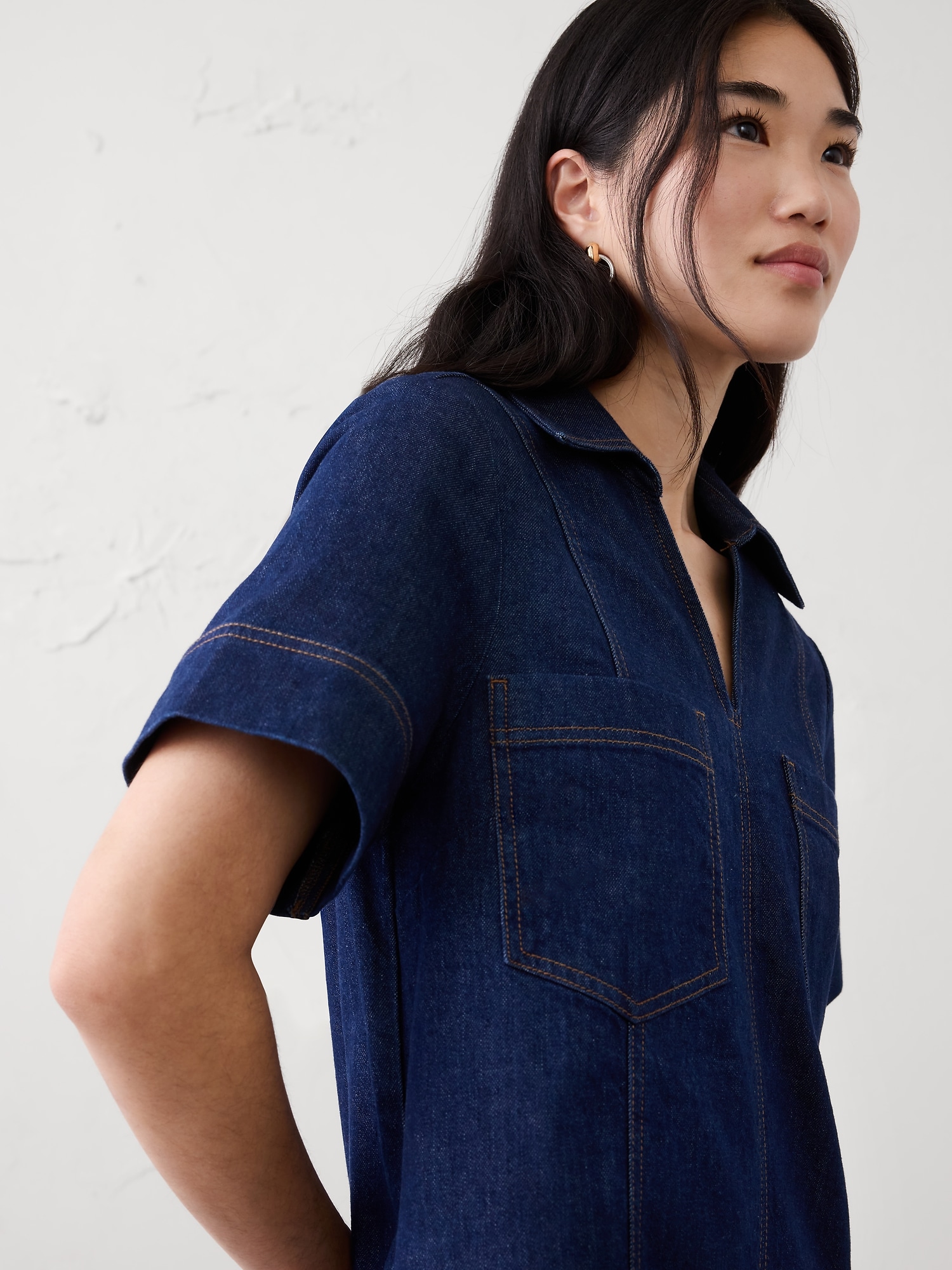 Image number 3 showing, Denim Pocketed Mini Dress