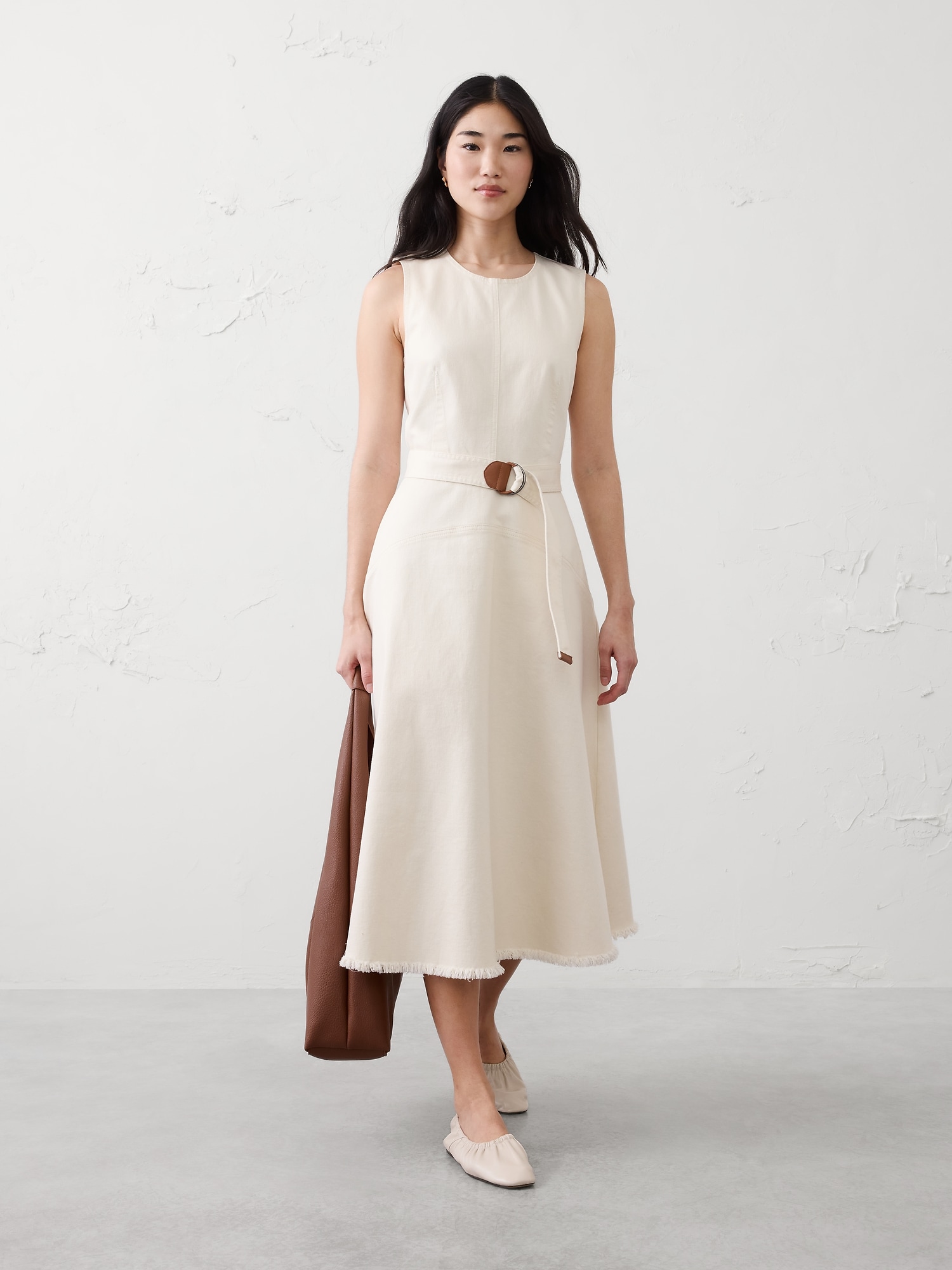 Image number 3 showing, Denim Belted Midi Dress