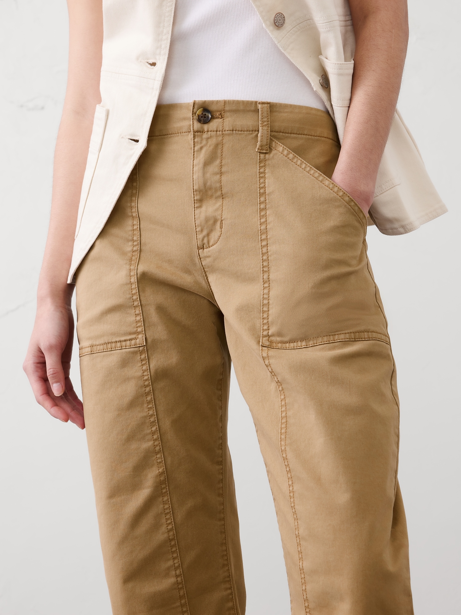 Image number 3 showing, Mid-Rise Barrel-Leg Patchwork Jean