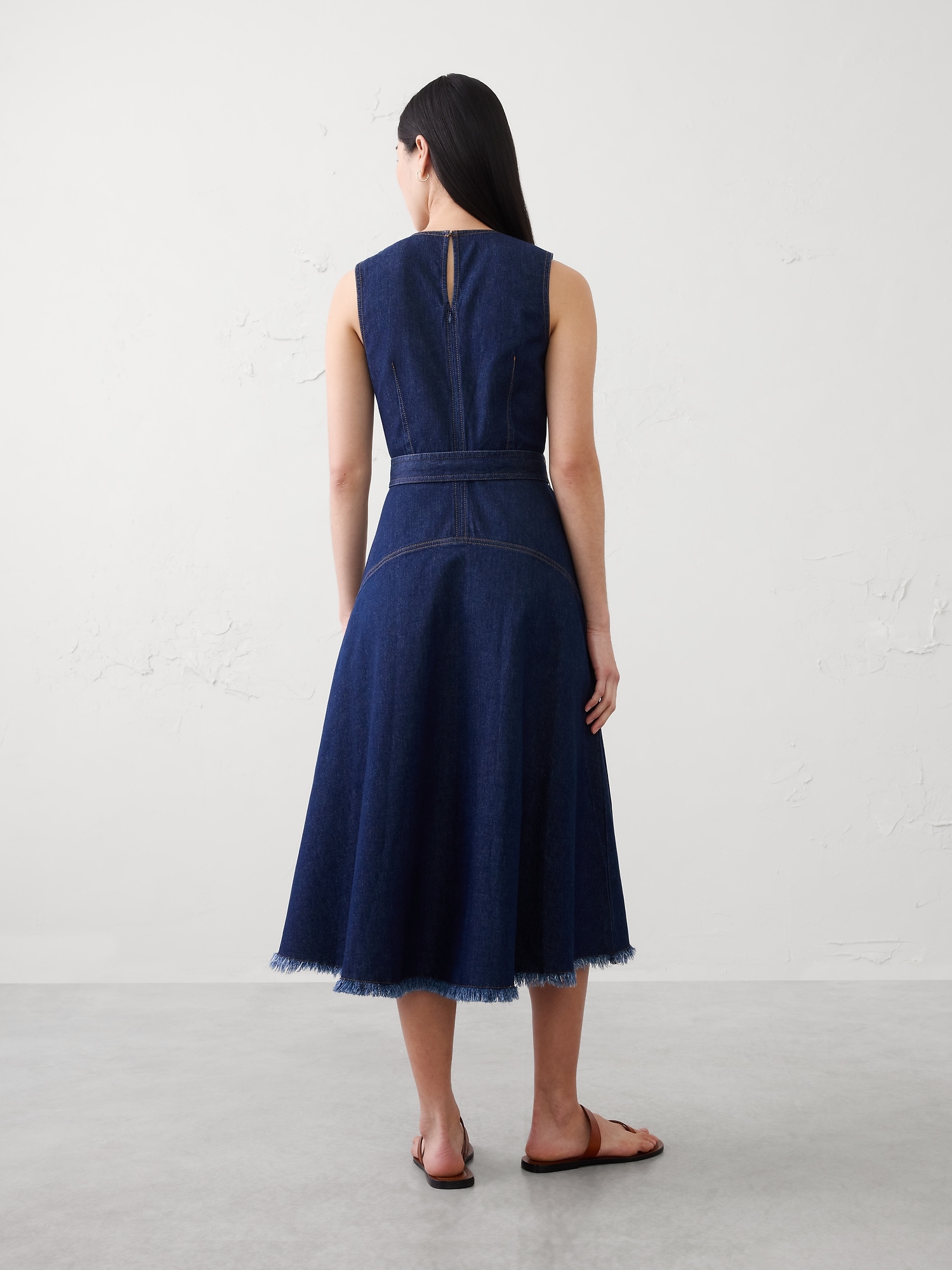 Image number 4 showing, Denim Belted Midi Dress