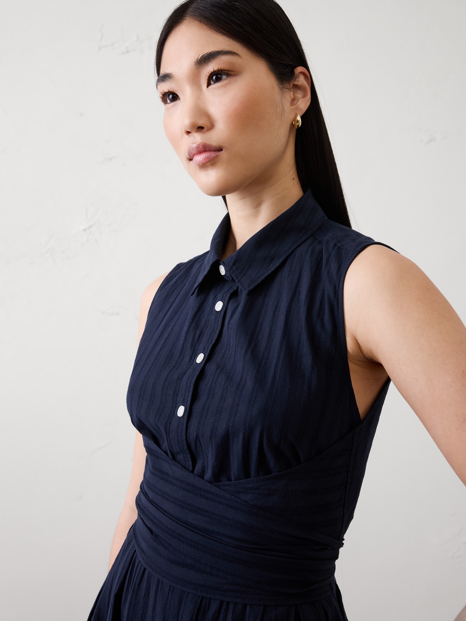 Image number 8 showing, Poplin Wrapped Midi Shirtdress