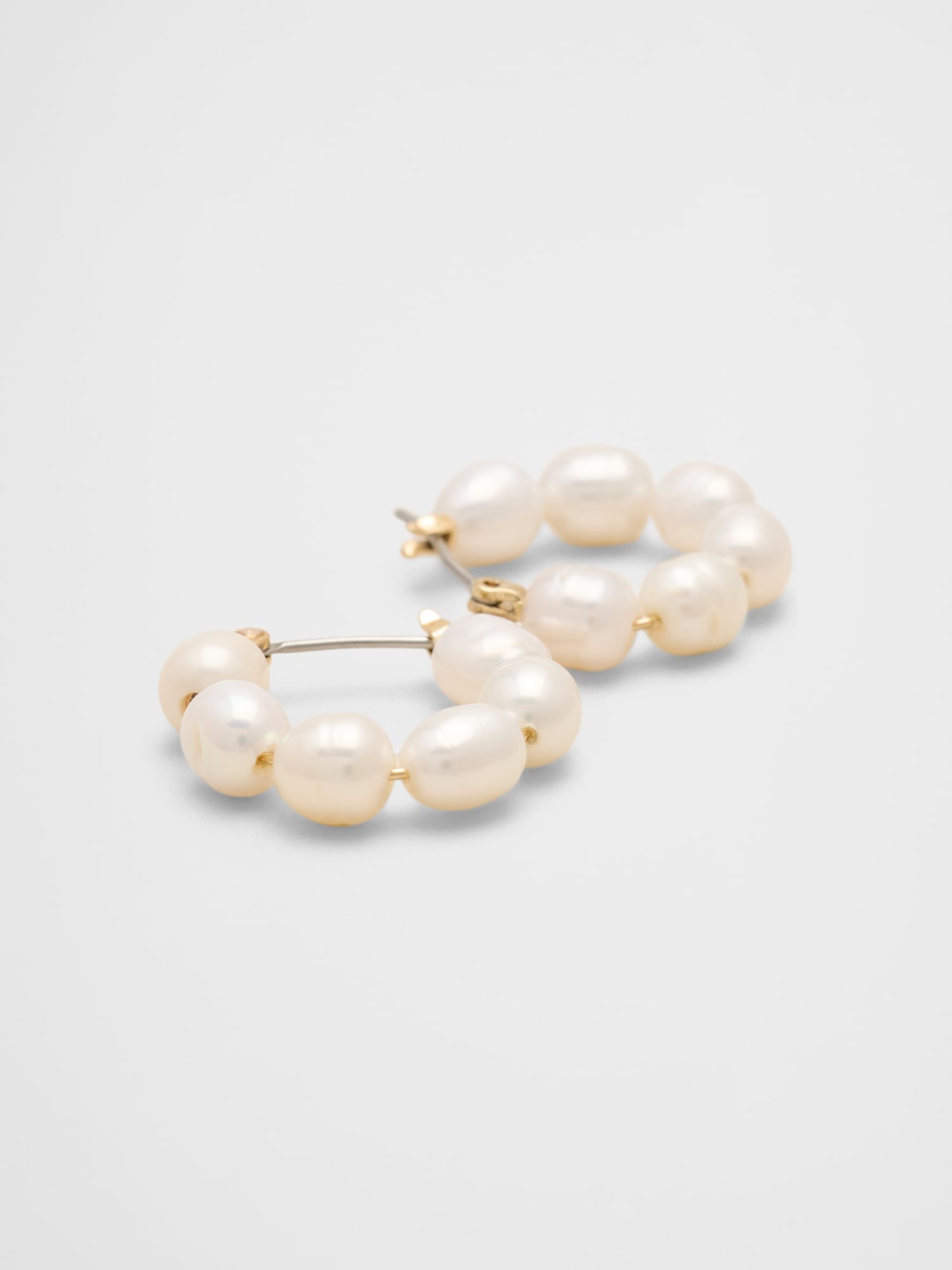 Image number 2 showing, Pearl Hoop Earrings