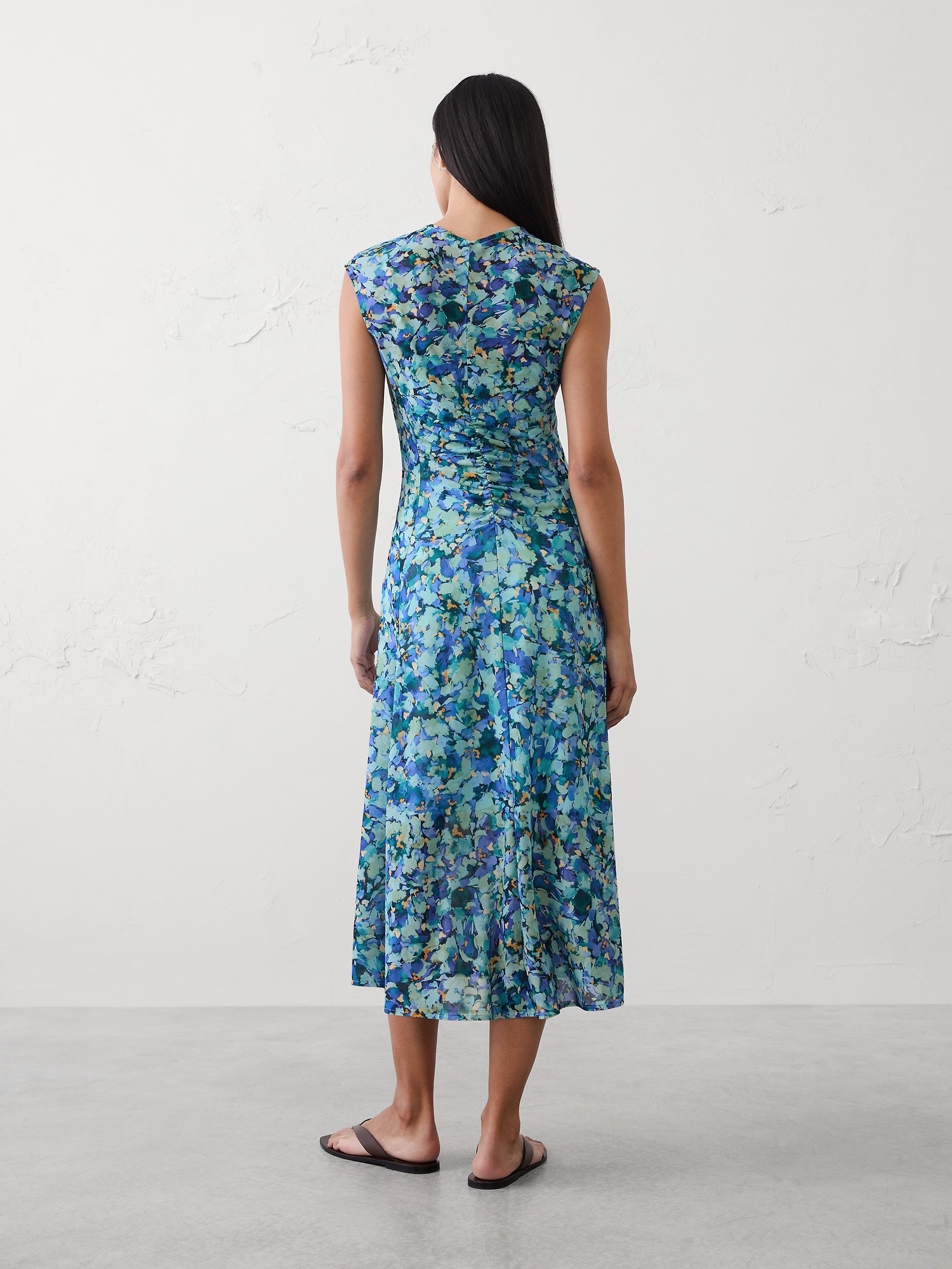 Image number 2 showing, Mesh Shirred-Waist Long Midi Dress