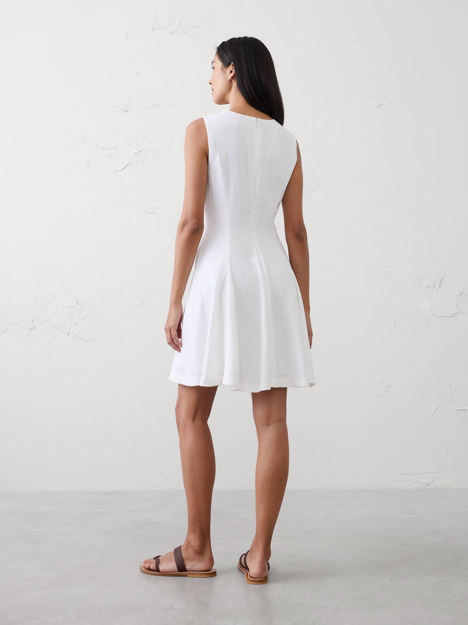 Image number 2 showing, Linen-Blend Tie-Front Mini Dress
