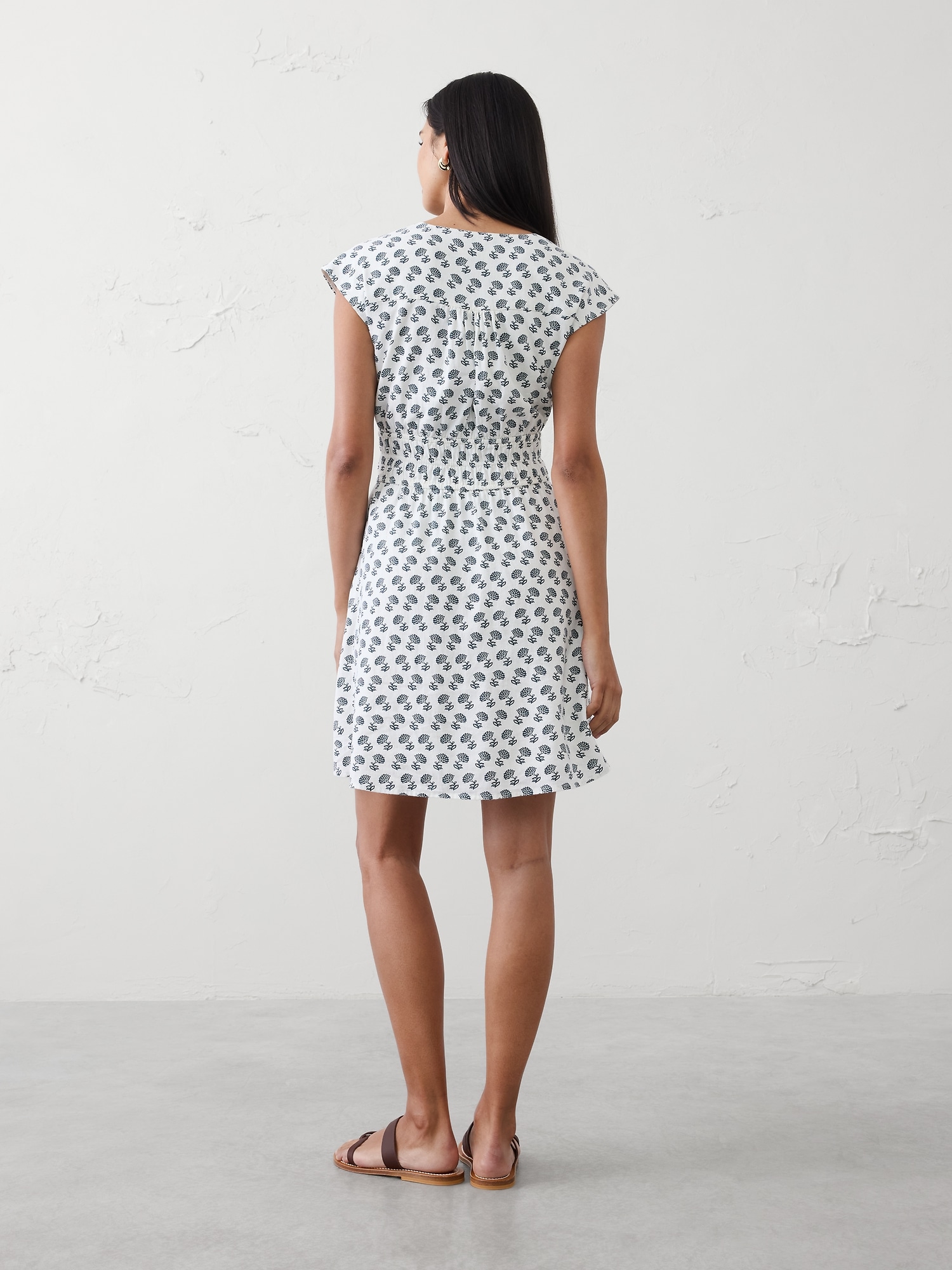 Image number 2 showing, Linen-Blend Smocked-Waist Mini Dress