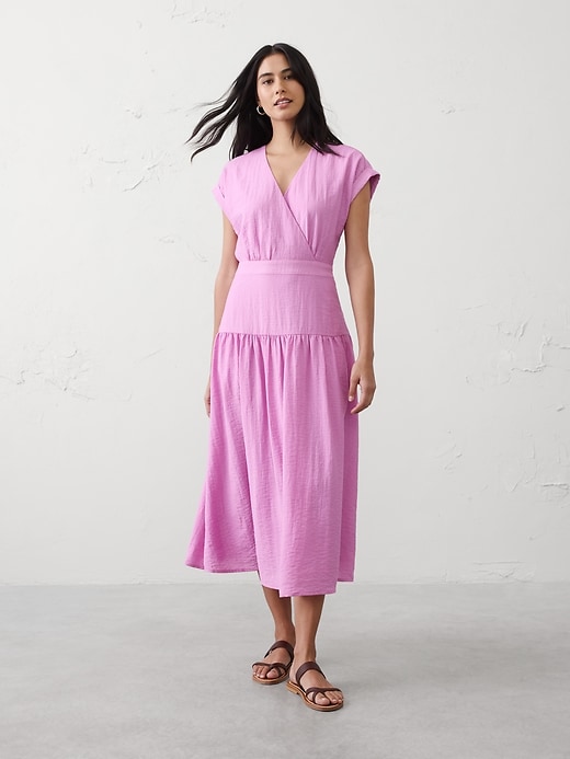 Gathered Tiered Midi Dress