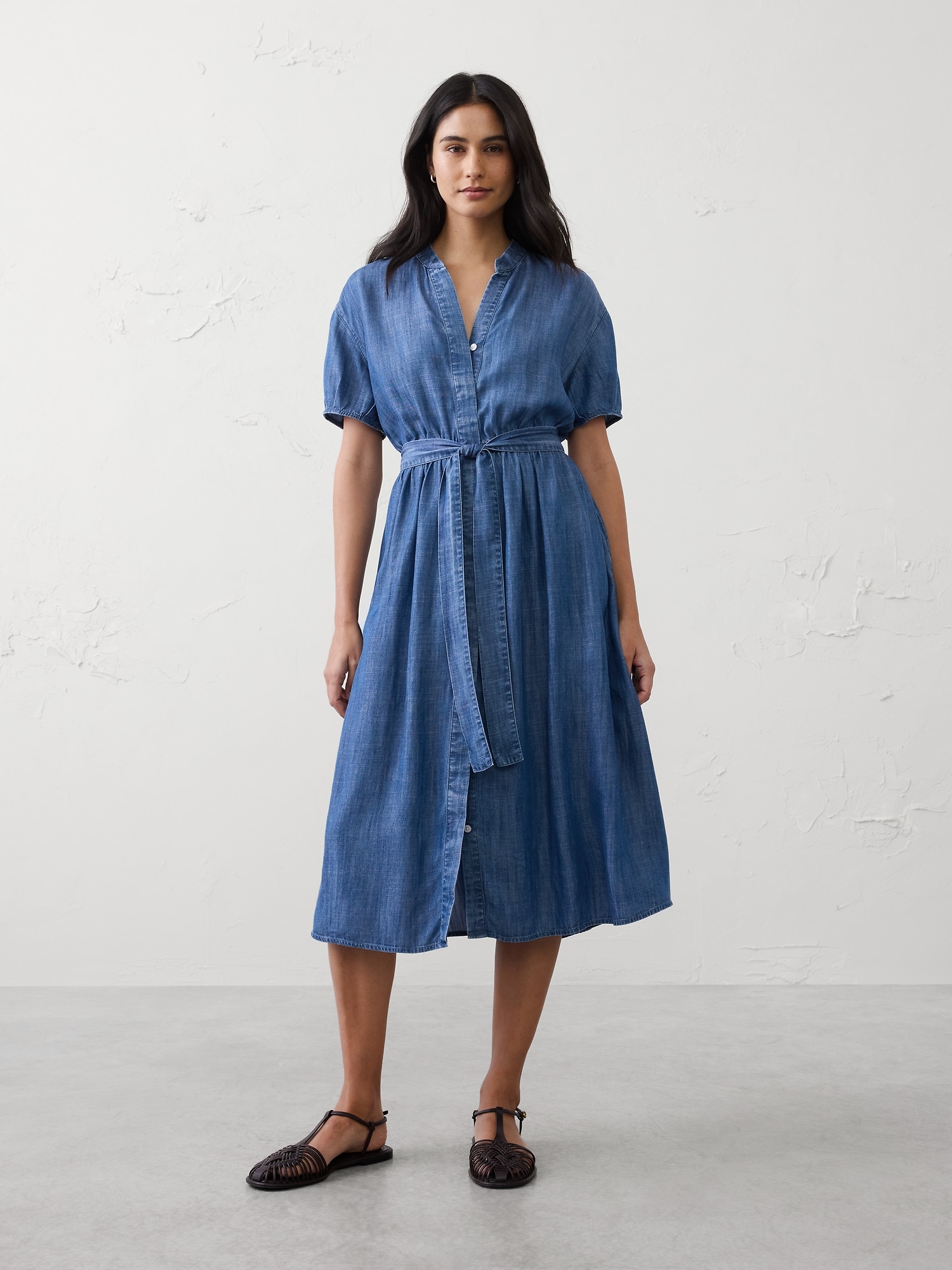 Chambray Midi Shirtdress