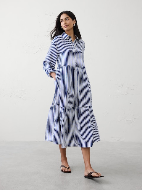 Tiered Midi Shirtdress