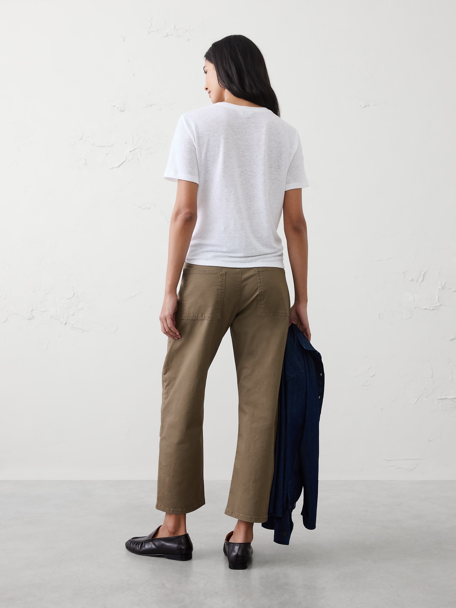 Image number 2 showing, Mid-Rise Barrel-Leg Patchwork Pant