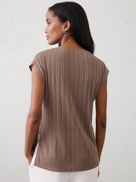 Sheer Ribbed Straight-Neck Top | Banana Republic Factory