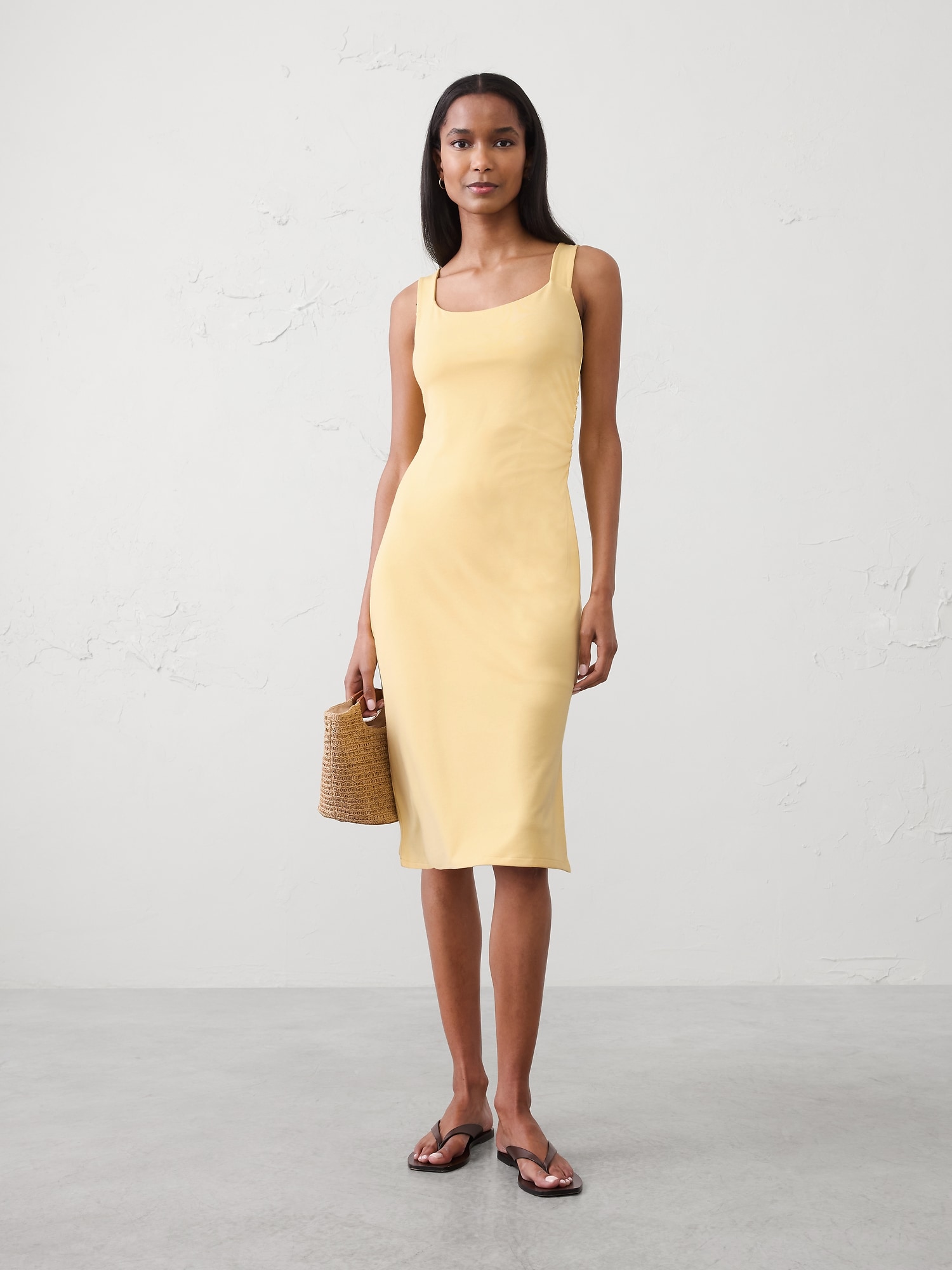 Side-Shirred Tank Midi Dress