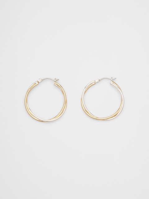 Mixed Metal Intertwined Hoop Earrings