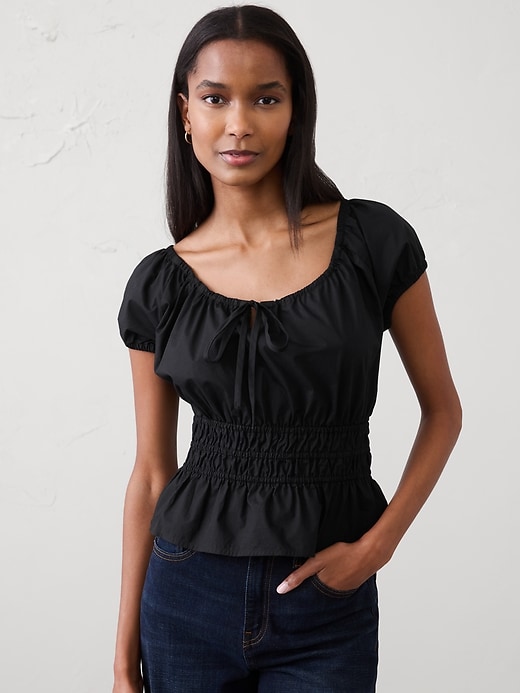 EFFLORESCENCE Banana-na ブラック レディースSサイズ Elastic Scoop-Neck Top | Banana Republic Factory