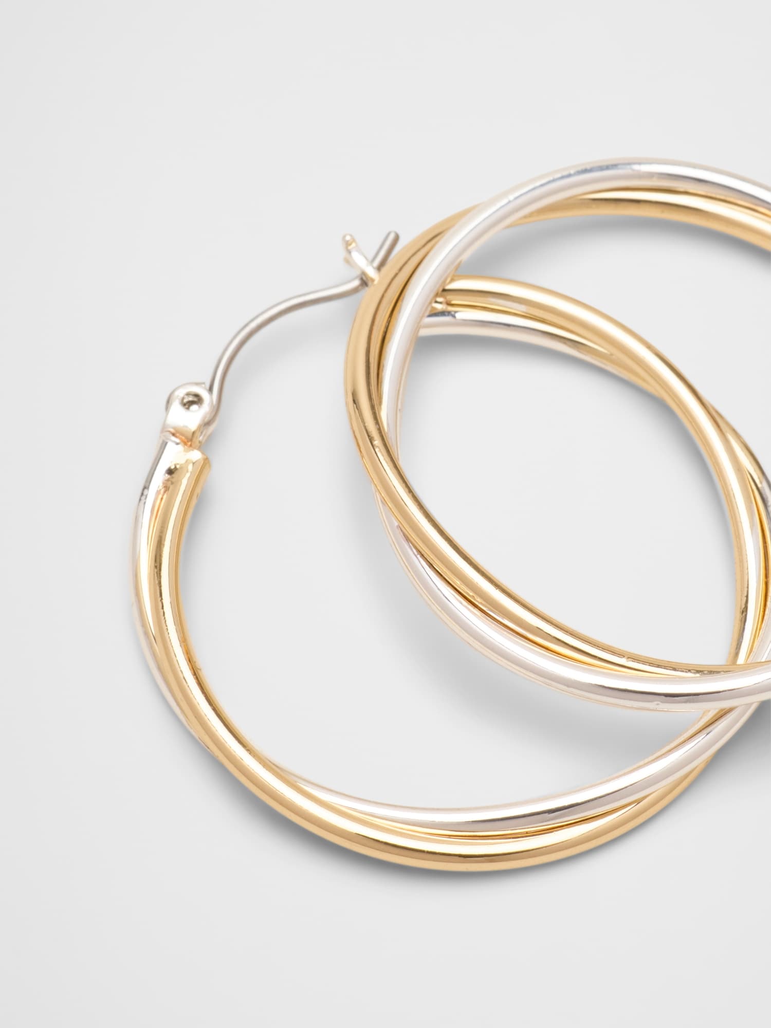 Image number 2 showing, Mixed Metal Intertwined Hoop Earrings