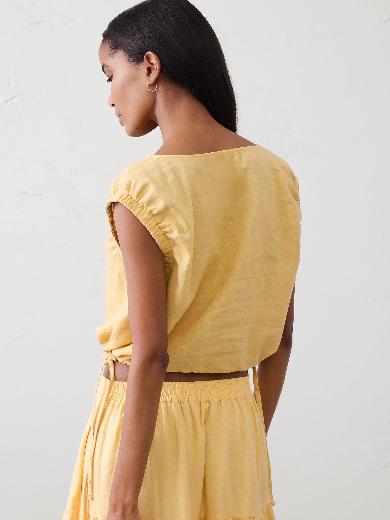 Image number 2 showing, Linen-Blend Side-Tie Top