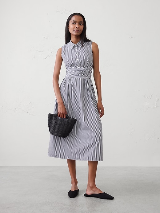 Poplin Wrapped Midi Shirtdress