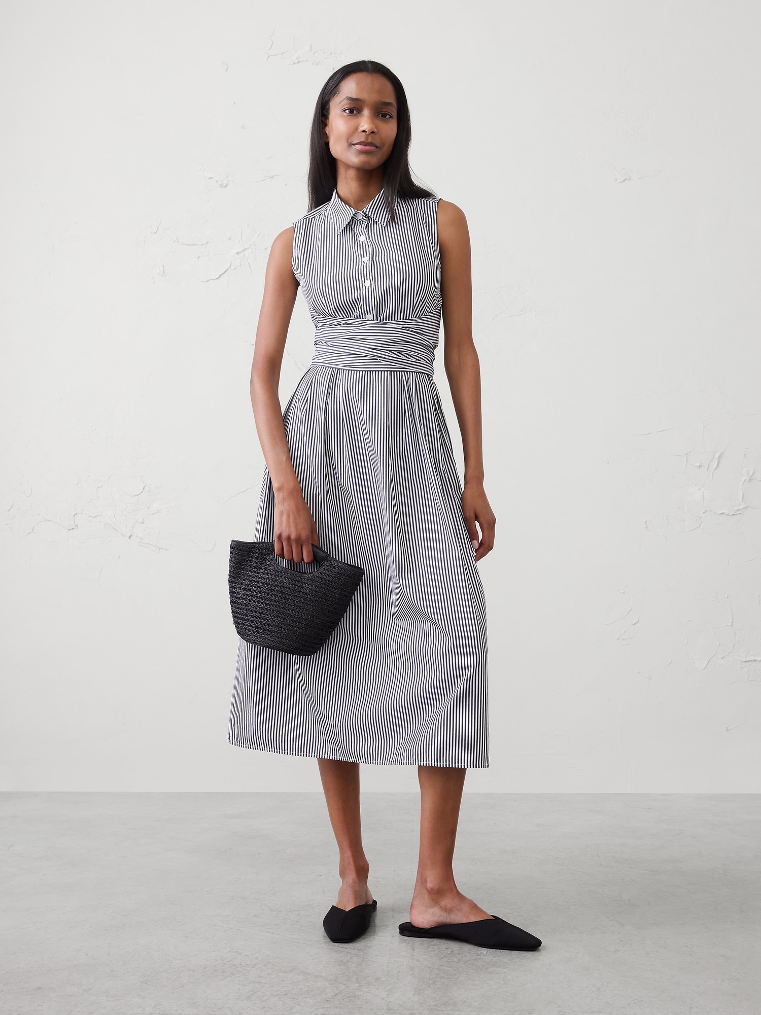Poplin Wrapped Midi Shirtdress