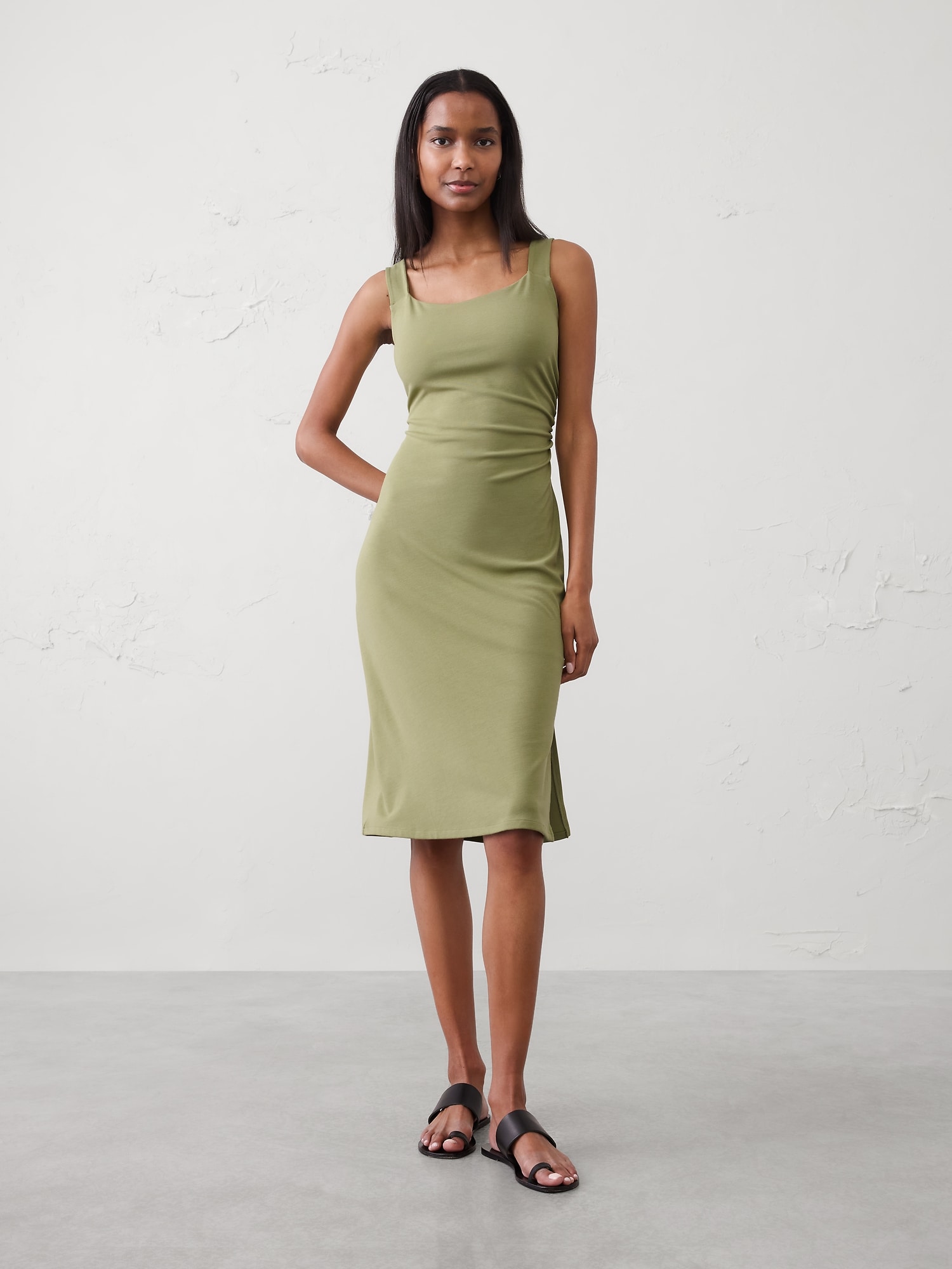 Side-Shirred Tank Midi Dress