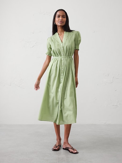 Voile Pintuck Midi Dress