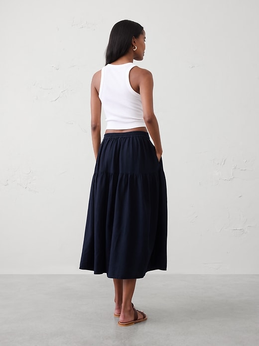 Linen-Blend Tiered Midi Skirt | Banana Republic Factory